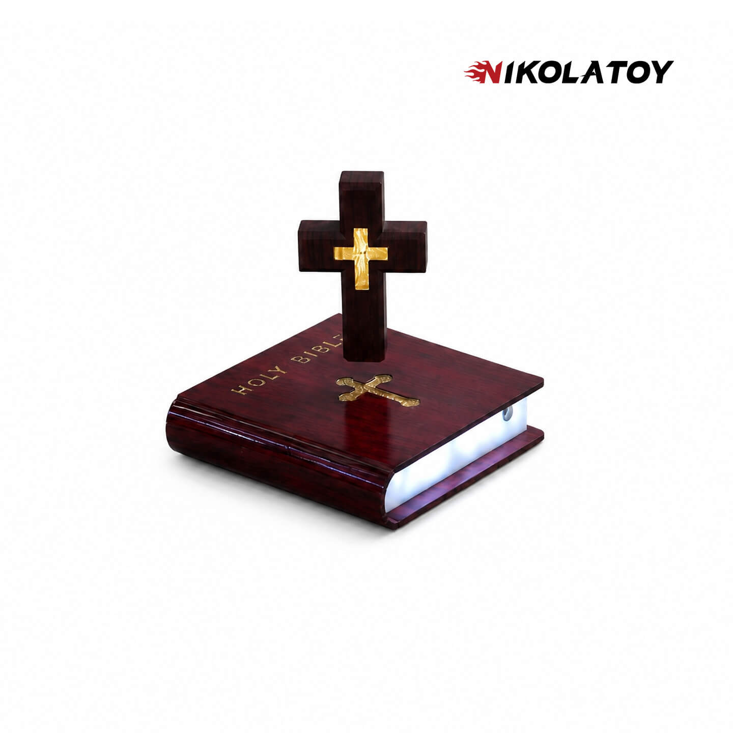 Magnetic Levitating Crucifix Cross with LED Holy Bible Base