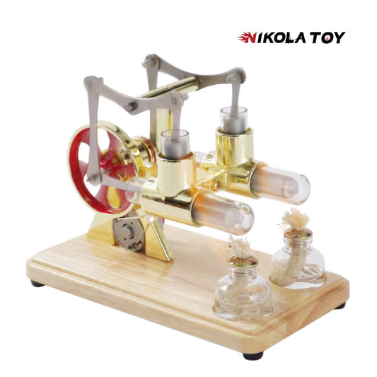 Bamboo based twin cylinder Stirling engine