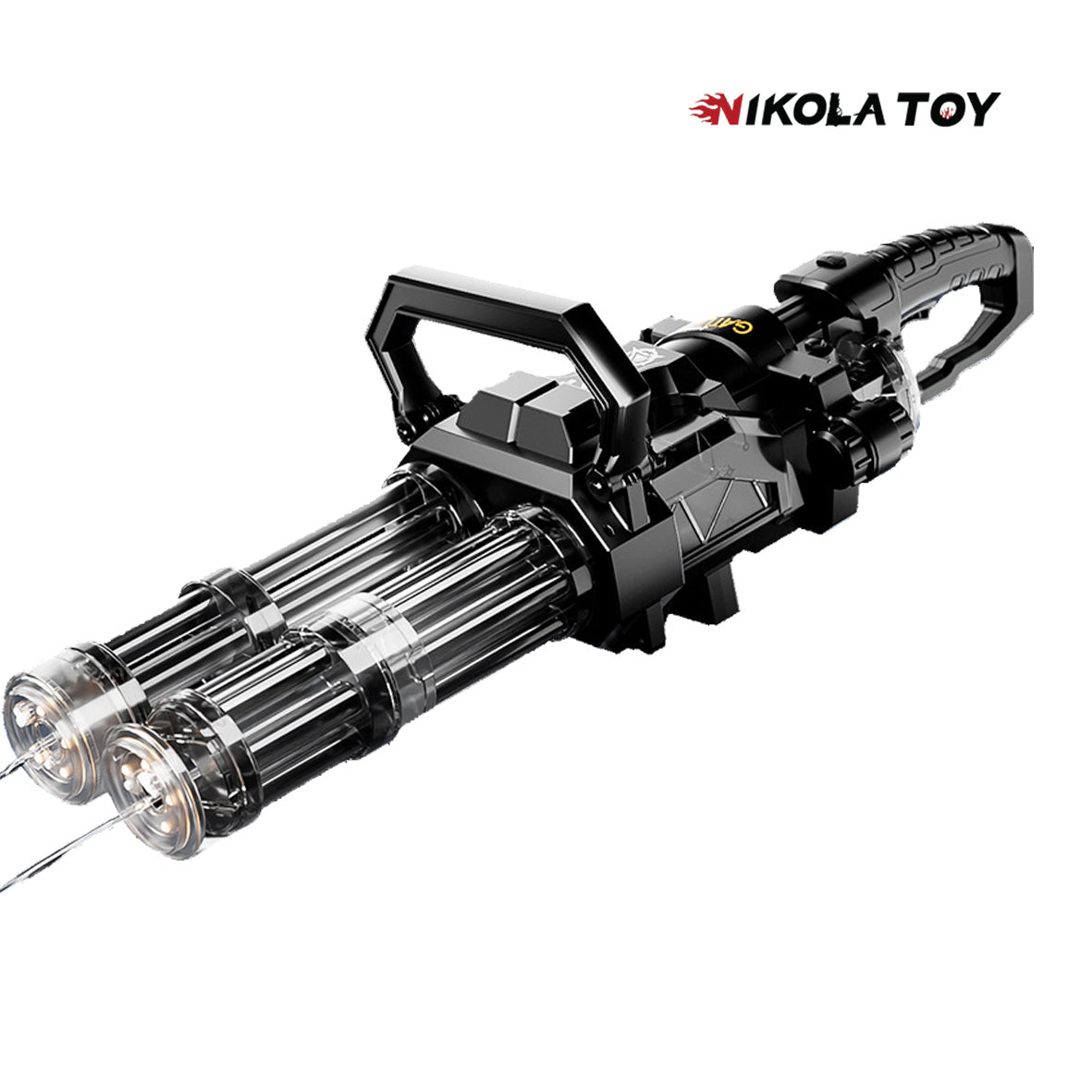 NIKOLATOY® High speed shooting dual muzzle Gatling water gun backpack (muzzle LED)