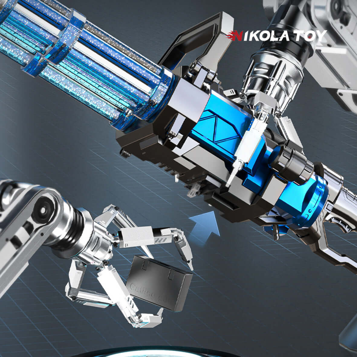 High Speed Shooting Dual Muzzle Gatling Water Gun Backpack (Muzzle LED)