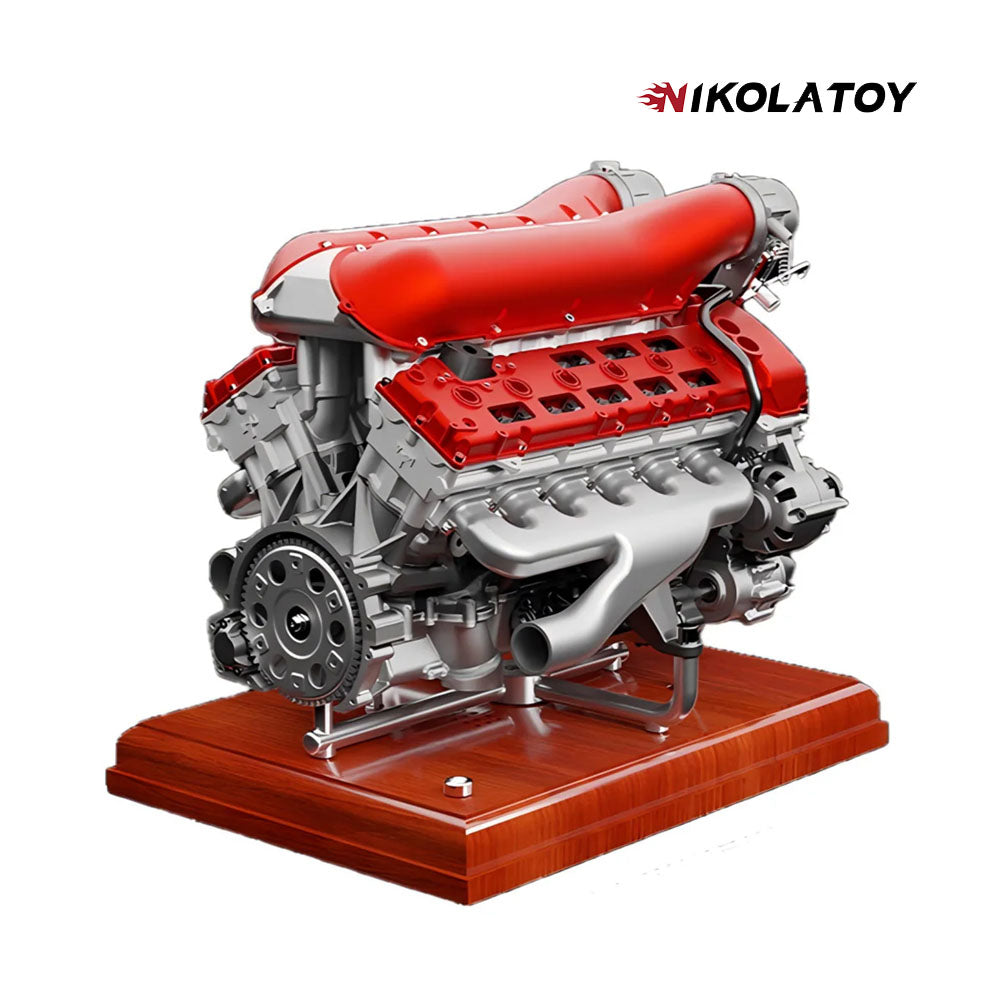TECHING V12 Car Engine Model Full Metal Assembling 12-Cylinder Building Kits 800+PCS
