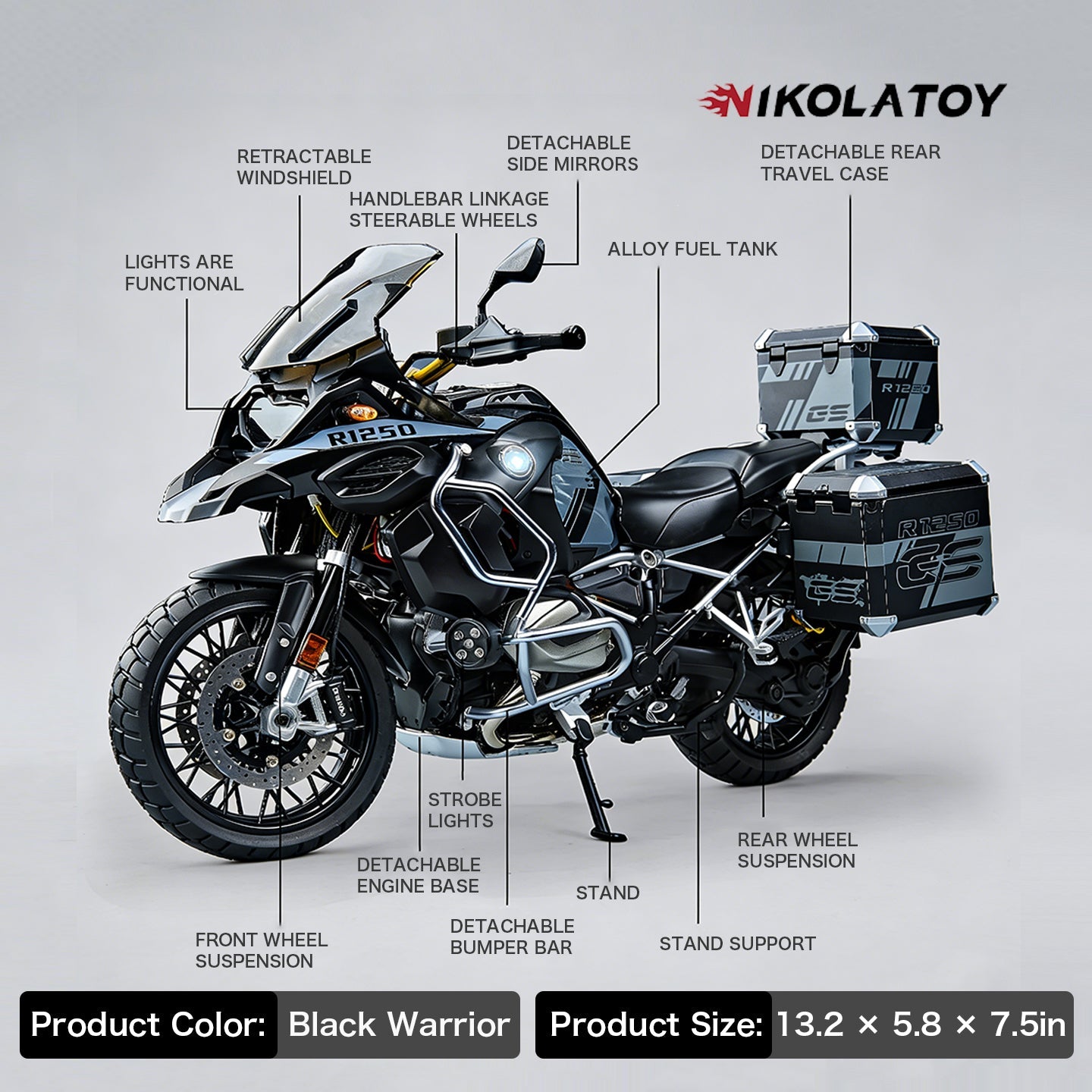 1/6 BMW R1250 GSADV Alloy Dynamic Motorcycle Model
