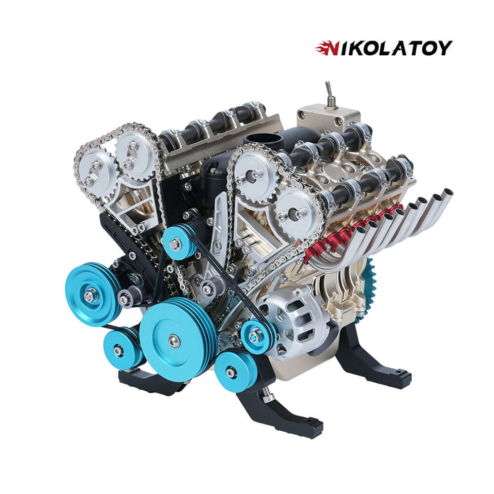 TECHING V8 Car Engine Model Full Metal Assembling 8-Cylinder 500+