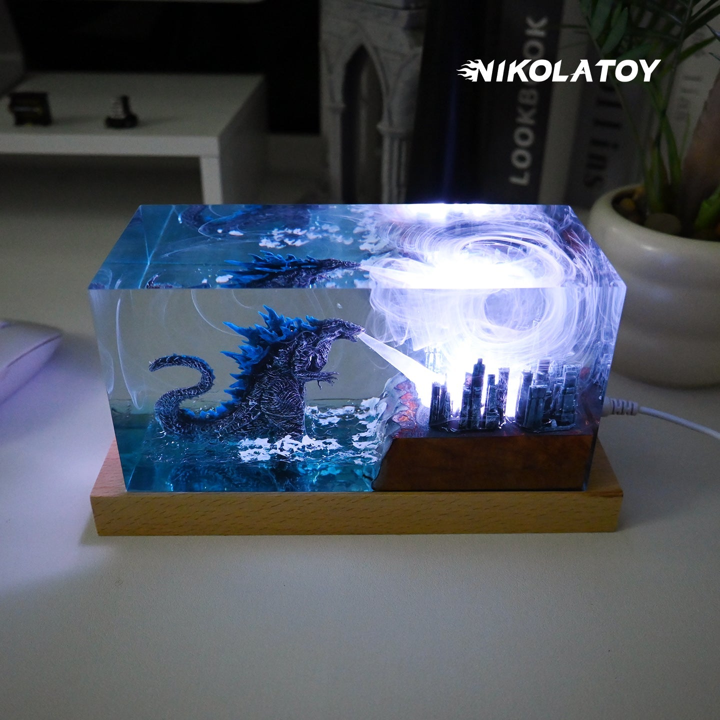 Creative Resin Night Light Desktop Ornament - Godzilla