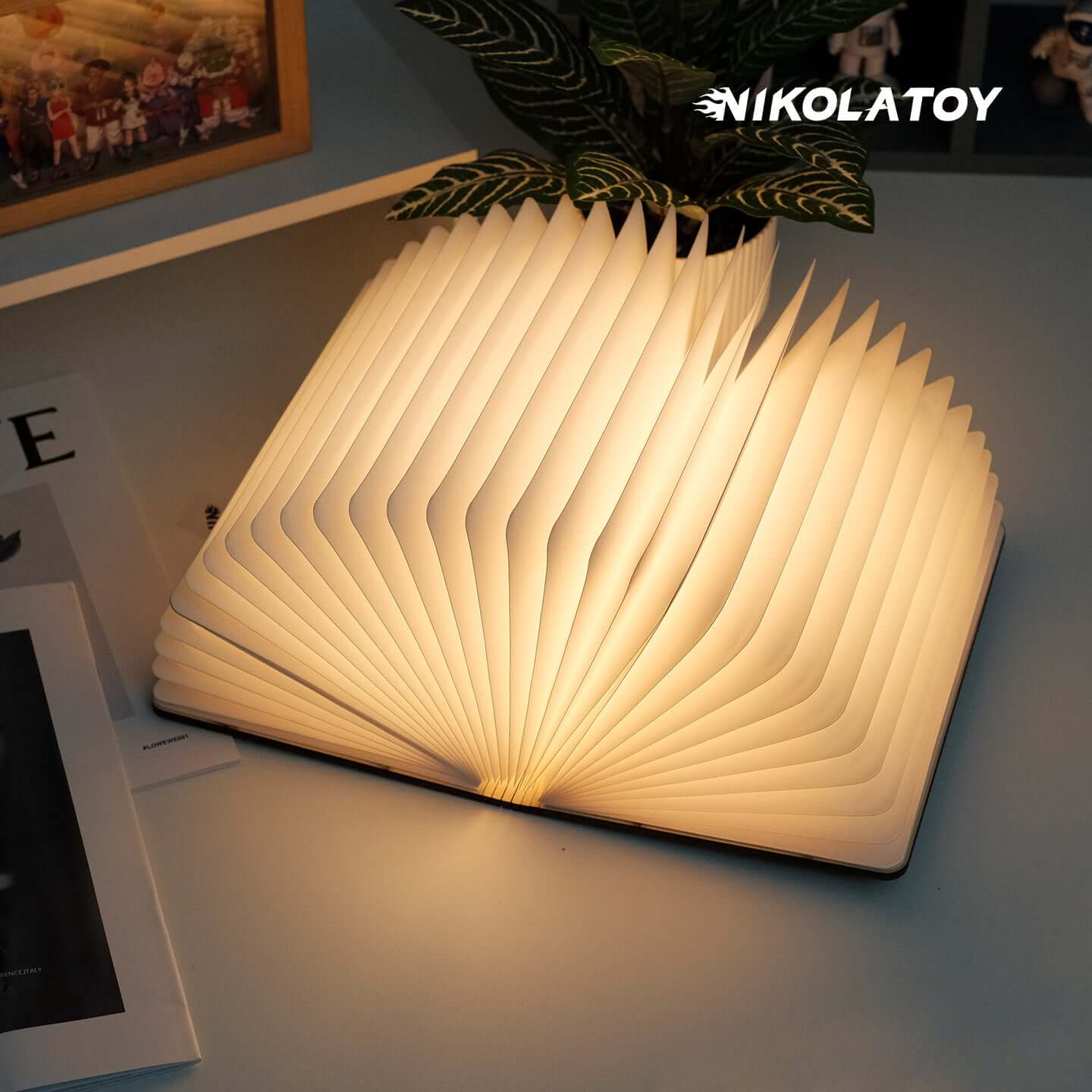 Black Walnut Folding Book Magnetic Night Light