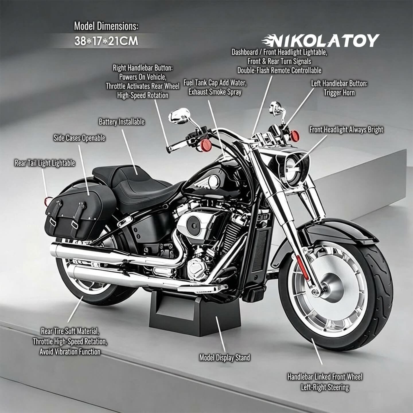 1/6 Harley Fat Boy Alloy Dynamic Motorcycle Model