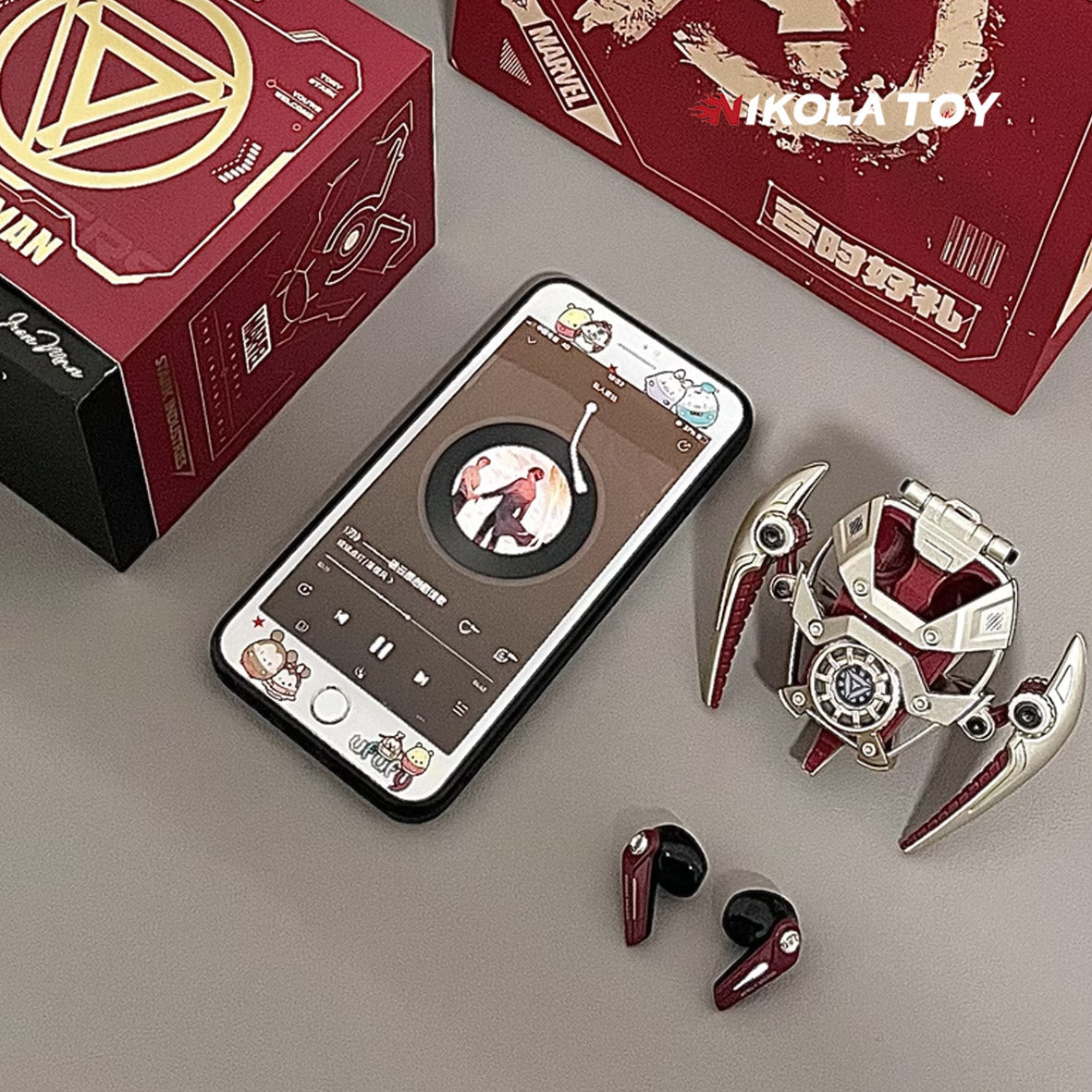 NIKOLATOY® & Marvel Iron Man Mech Bluetooth Noise cancelling Earphones