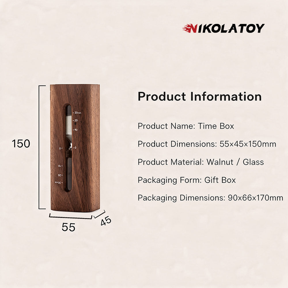 Time Box Walnut Wood Hourglass