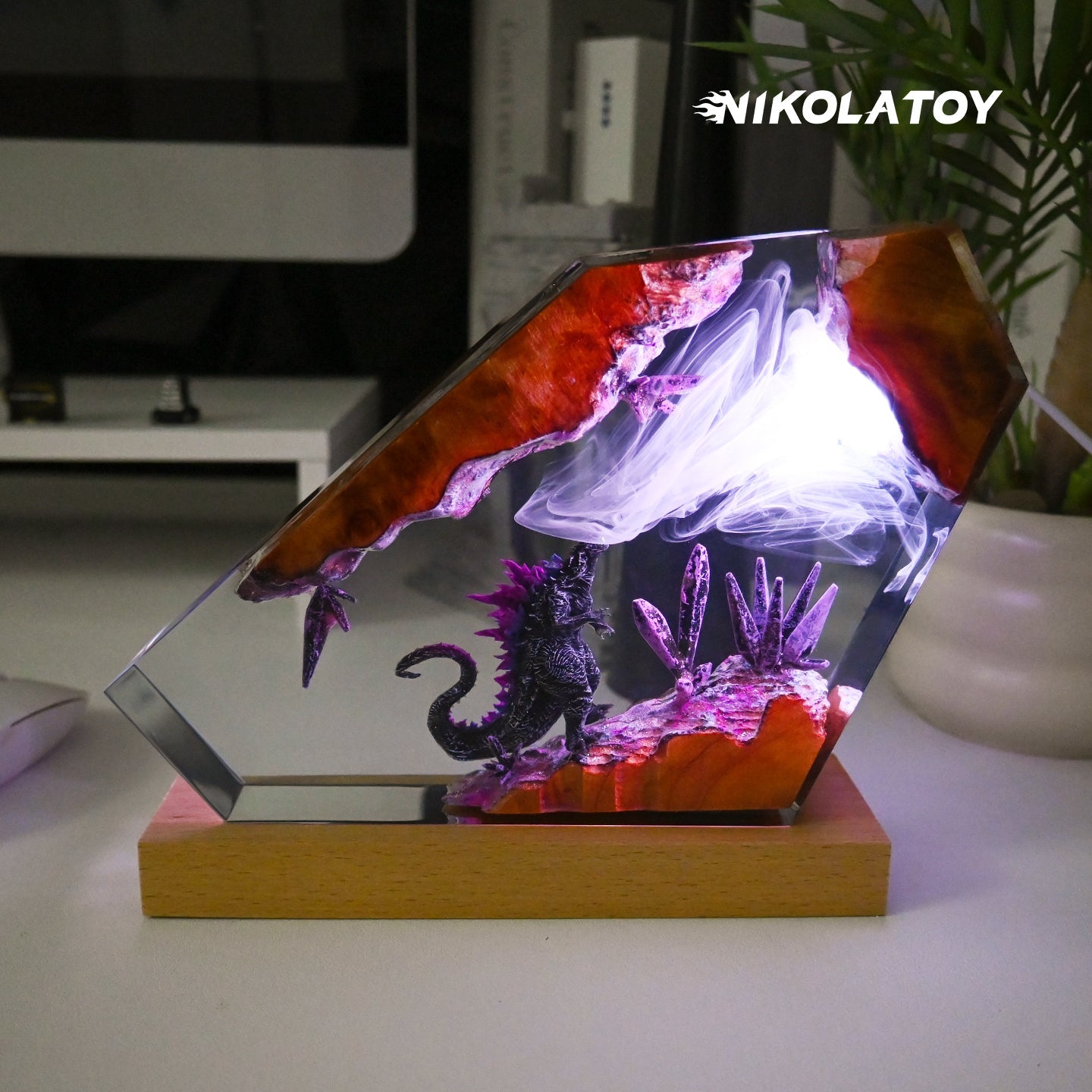 Creative Resin Night Light Desktop Ornament - Godzilla