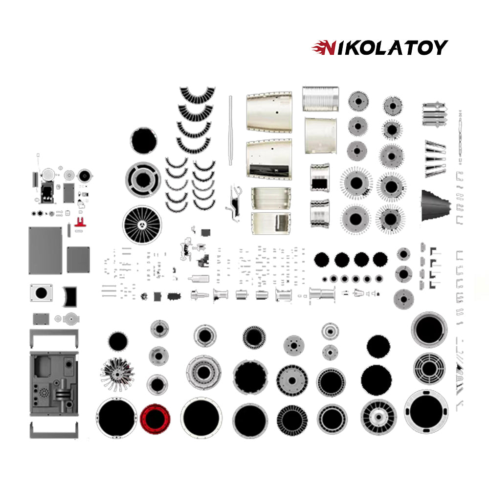 NIKOLATOY®Turbofan Engine Model Kit that Works F35 Military Fighter Jet Engine Kits 600+PCS