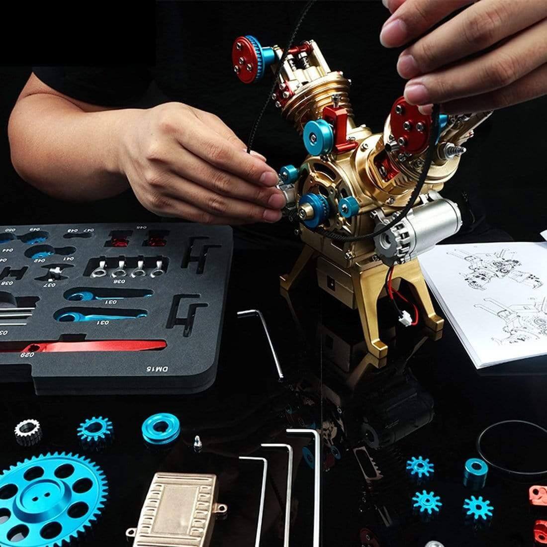 TECHING Alloy Mini Manual Assembly V2 Double- Cylinder Model Kits