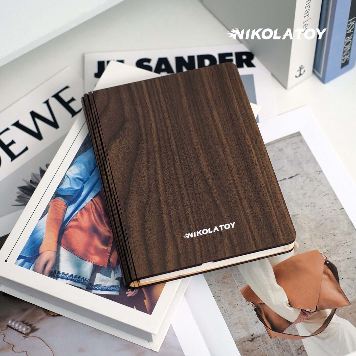 Black Walnut Folding Book Magnetic Night Light