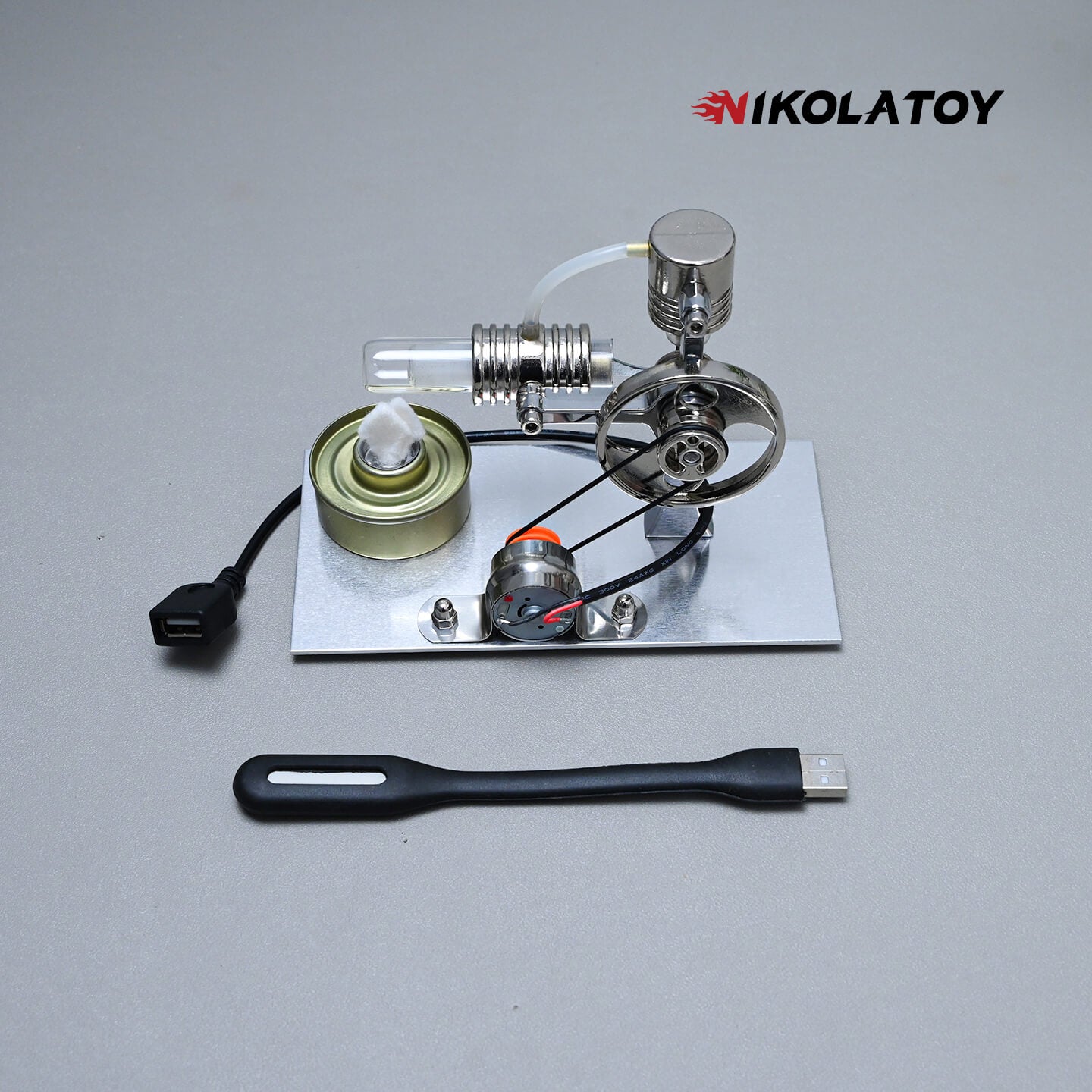 L-Type Stirling Engine Model - Power Generation+LED Light