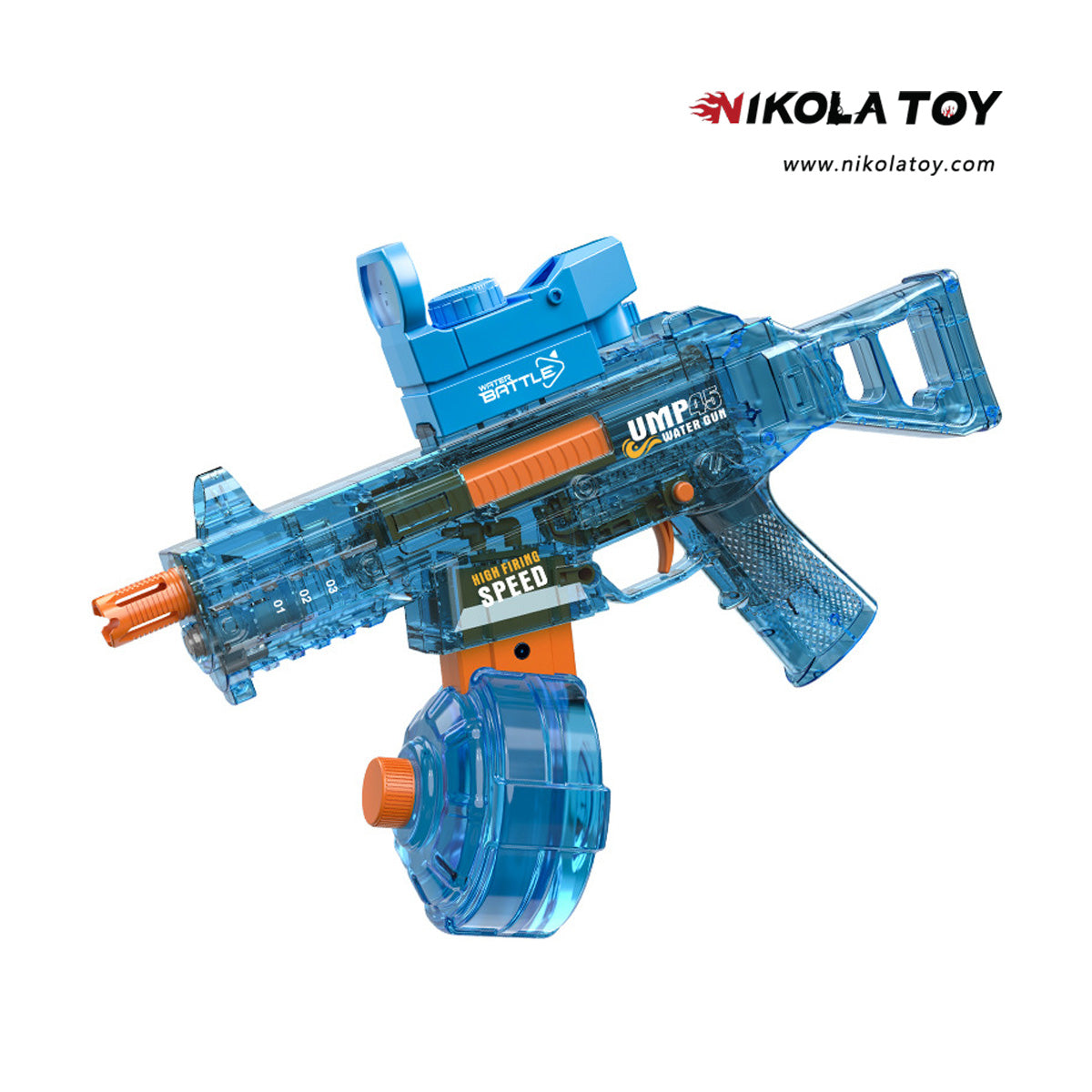 NIKOLATOY® High performance UMP45 electric continuous water gun with flashing lights