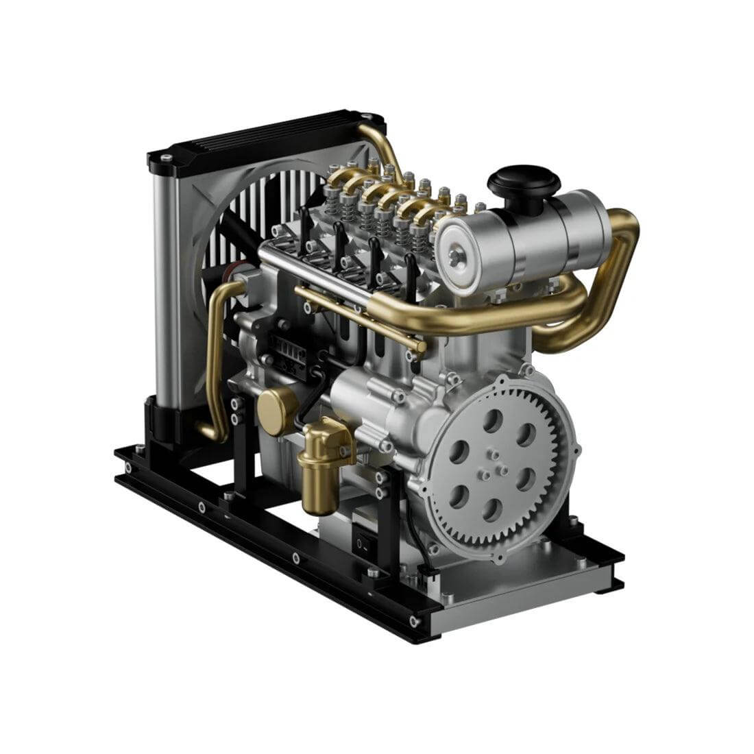 TECHING Workable Mini Diesel 4-Cylinder Engine Metal Model DIY Kits