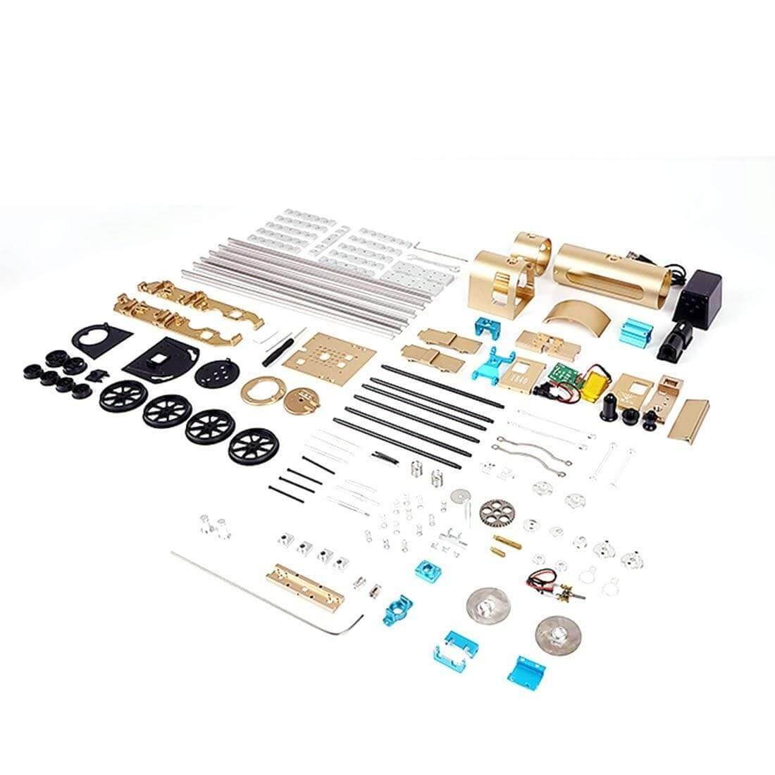 TECHING Engine Steam Train Model With Pathway Full Aluminum Alloy Model Kits
