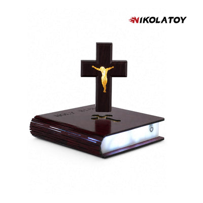 Magnetic Levitating Crucifix Cross with LED Holy Bible Base