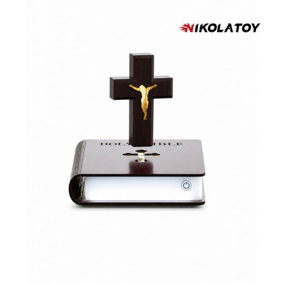 Magnetic Levitating Crucifix Cross with LED Holy Bible Base