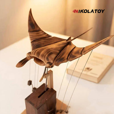 Artisan Wooden Manta Ray Automaton Ornament