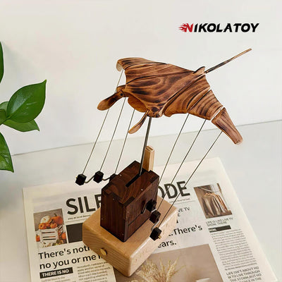 Artisan Wooden Manta Ray Automaton Ornament