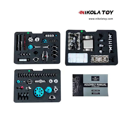 TECHING L4 Car Engine Model Full Metal Assembling Four- Cylinder Building Kits