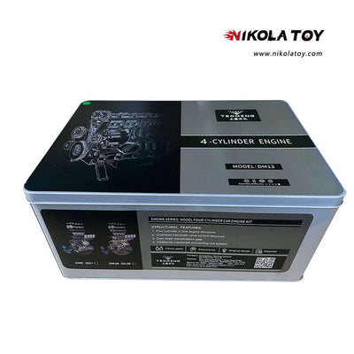 TECHING L4 Car Engine Model Full Metal Assembling Four- Cylinder Building Kits