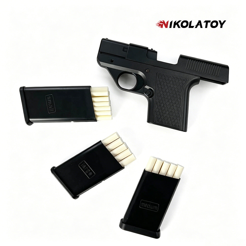 Gun Type Cigarette Lighter With 3 Replaceable Magazine Clips