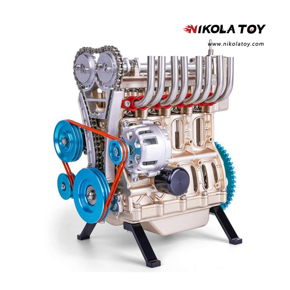 NikolaToy™ TECHING L4 Car Engine Model Full Metal Assembling Four-cylinder Building Kits