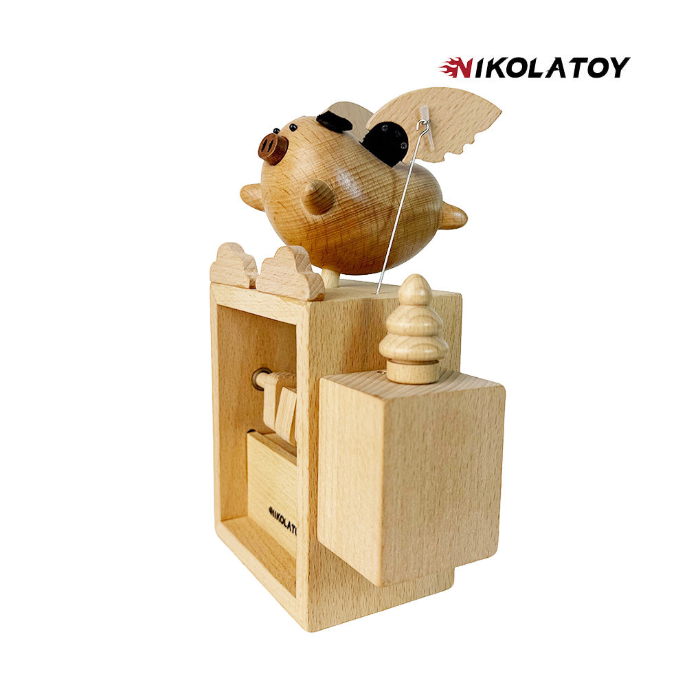 NIKOLATOY™ Wooden Art Desktop Ornament - Flying pig