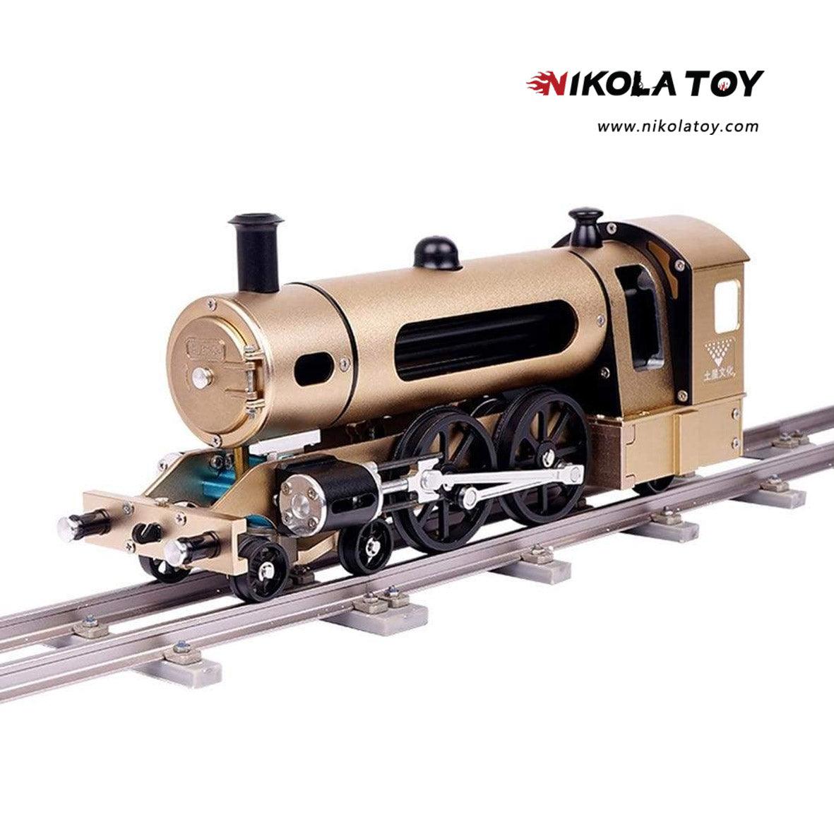 NikolaToy™ Teching Engine Steam Train Model With Pathway Full Aluminum Alloy Model Kits