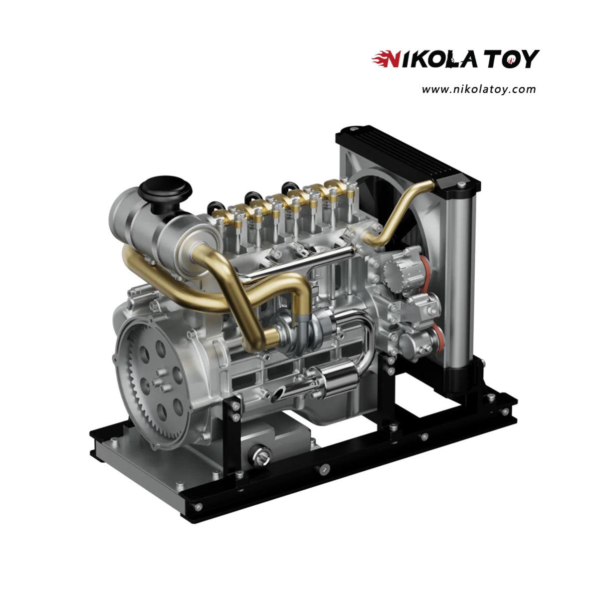 NikolaToy™ TECHING Workable Mini Diesel 4-cylinder Engine Metal Model DIY Kits