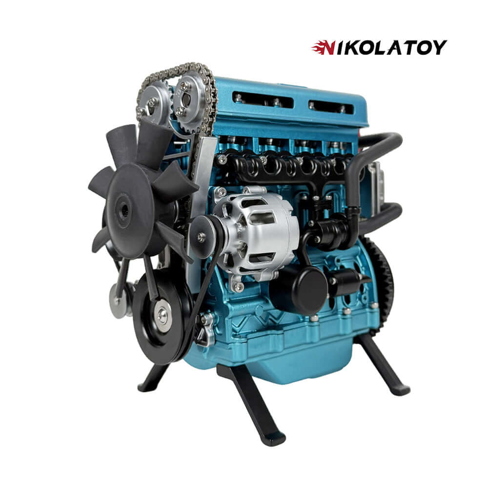 TECHING L4 Car Engine Model Full Metal Assembling Four- Cylinder Building Kits
