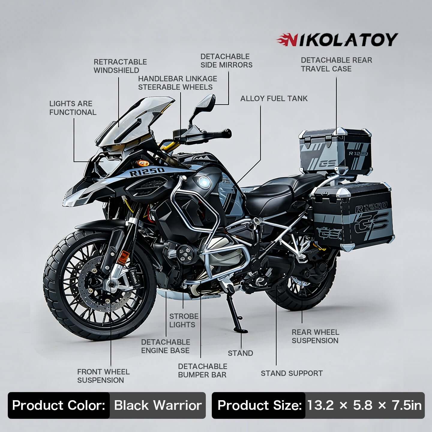 1/6 BMW R1250 GSADV Alloy Dynamic Motorcycle Model – NIKOLATOY