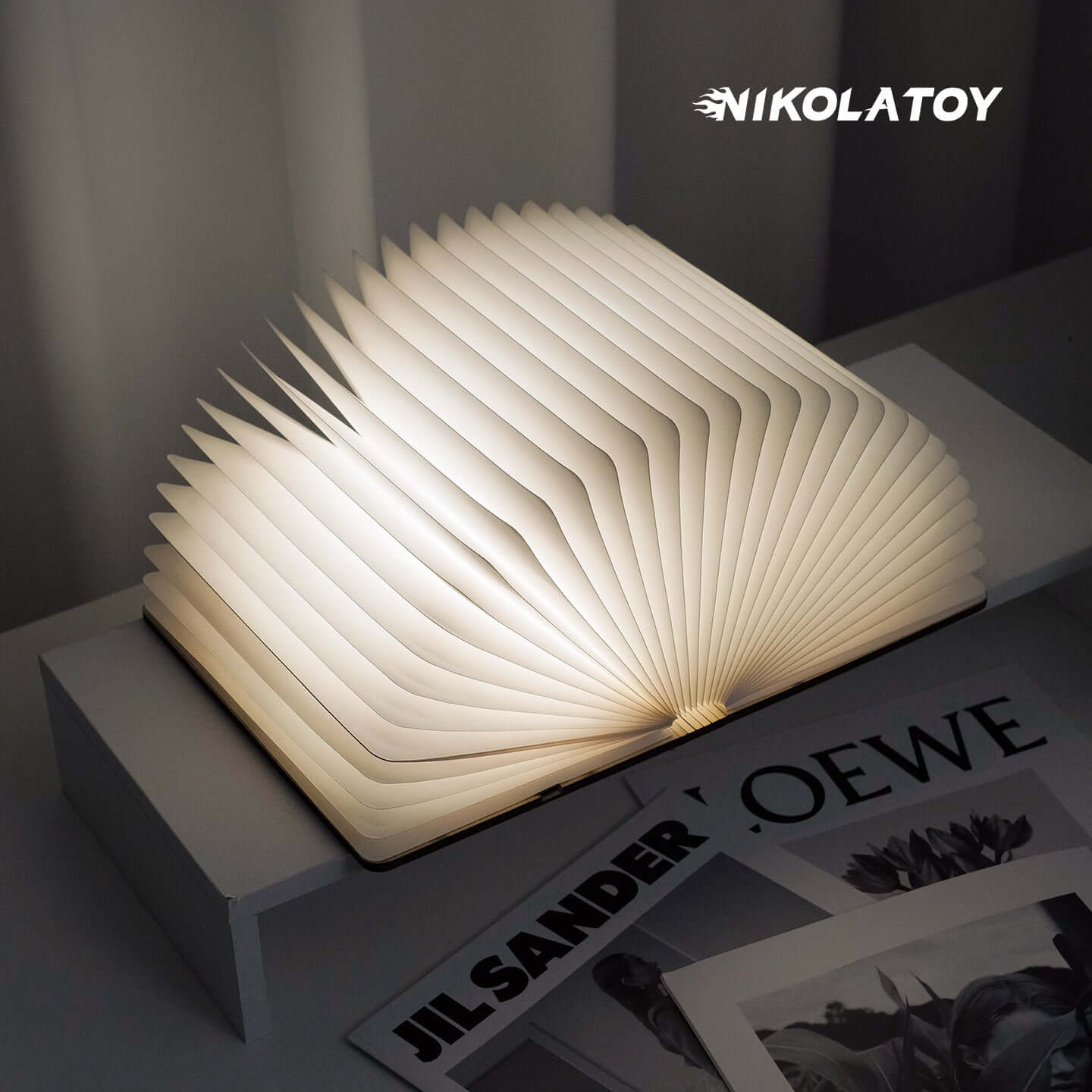 Black Walnut Folding Book Magnetic Night Light