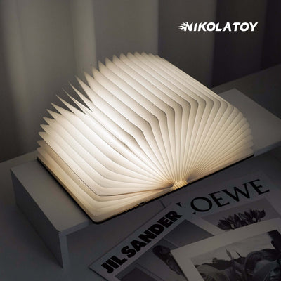 Black Walnut Folding Book Magnetic Night Light