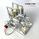 Double cylinder Stirling model+Voltmeter - Nikola Toy