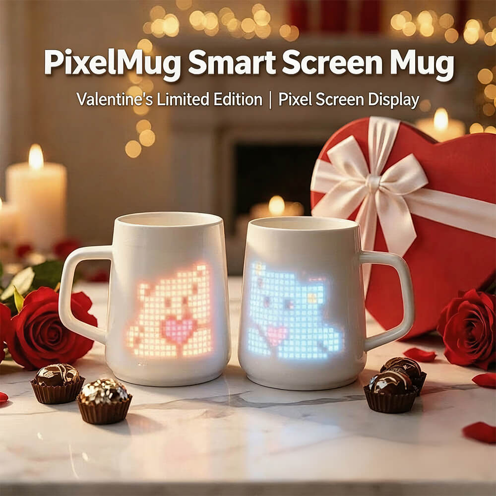 LED Pixel Smart Mug App‑Controlled DIY Animation Ceramic Cup Interactive Couple Gift