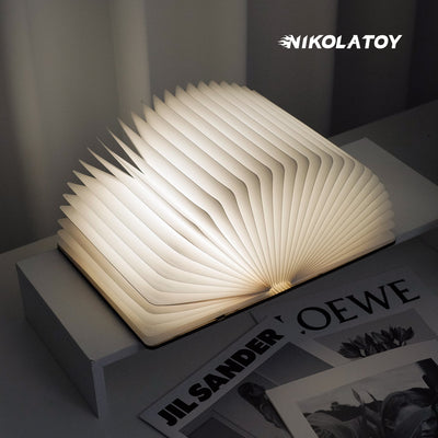 Black Walnut Folding Book Magnetic Night Light