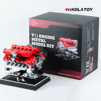 NikolaToy® TECHING V12 Car Engine Model Full Metal Assembling 12-Cylinder Building Kits 800+PCS