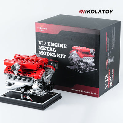 TECHING V12 Car Engine Model Full Metal Assembling 12-Cylinder Building Kits 800+PCS