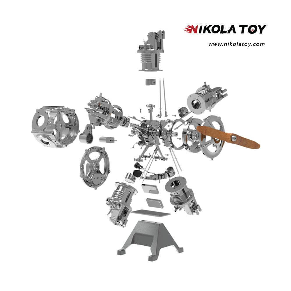 NIKOLATOY® Star shaped 5-cylinder engine model kits (250+Pcs)