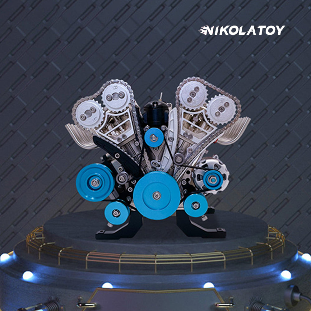 NikolaToy® TECHING V8 Car Engine Model Full Metal Assembling 8-cylinder 500+Pcs Building Kits