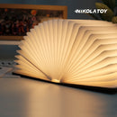 NIKOLATOY®Black walnut folding book magnetic night light