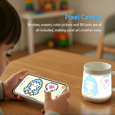 LED Pixel Smart Mug App‑Controlled DIY Animation Ceramic Cup Interactive Couple Gift