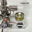 Cross twin Stirling engine+power generation device+voltmeter+LED - Nikola Toy