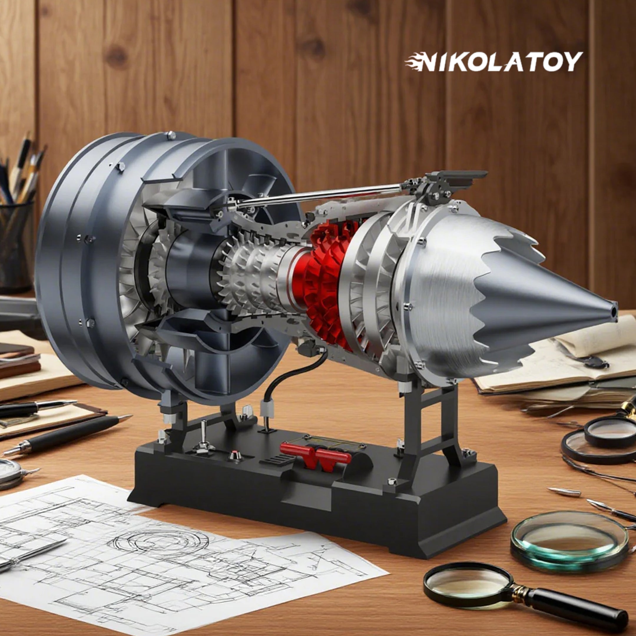 NIKOLATOY® Teching medium size Turbofan Engine Model - DIY KIT（12in）