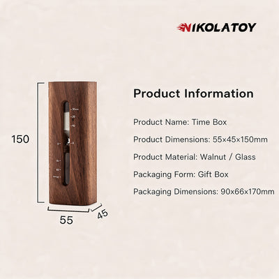 Time Box Walnut Wood Hourglass
