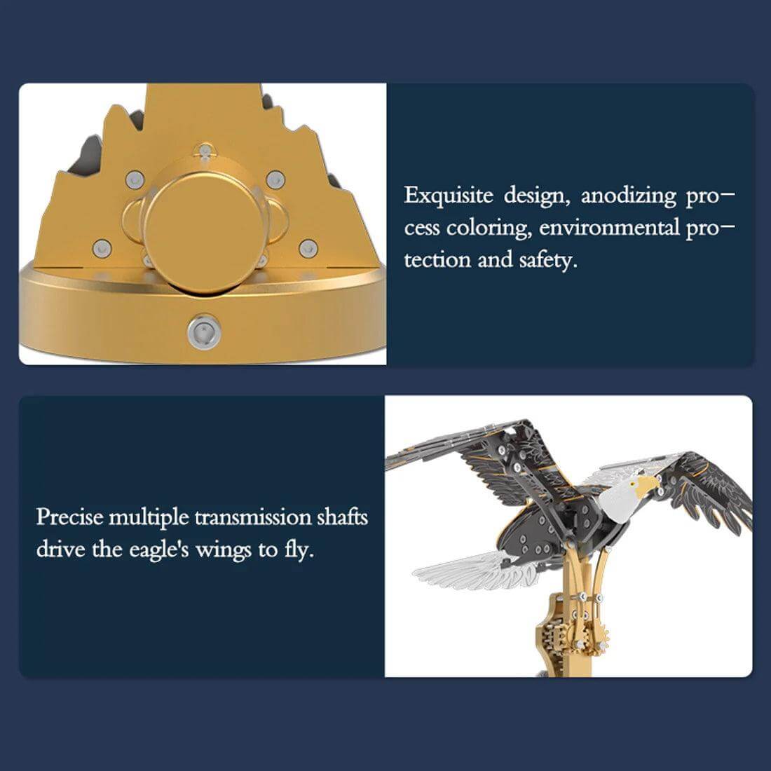TECHING Kinetic Bald Eagle Sculptures Kits With Flapping Wings
