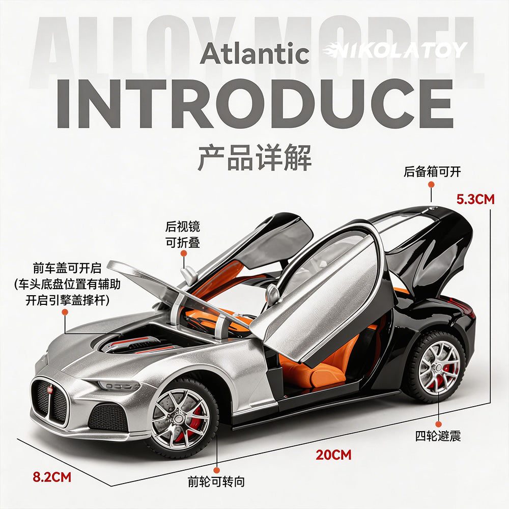 Alloy 1/24 Bugatti Atlantic Model Car – NIKOLATOY