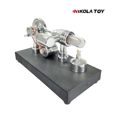 Mirror Polished Stirling Engine With Embedded Voltmeter And USB Plug